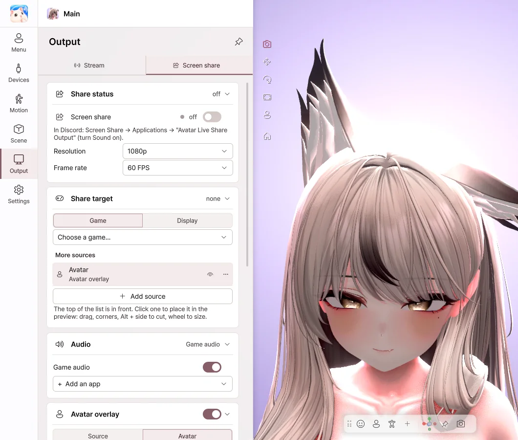 Game + avatar to Discord