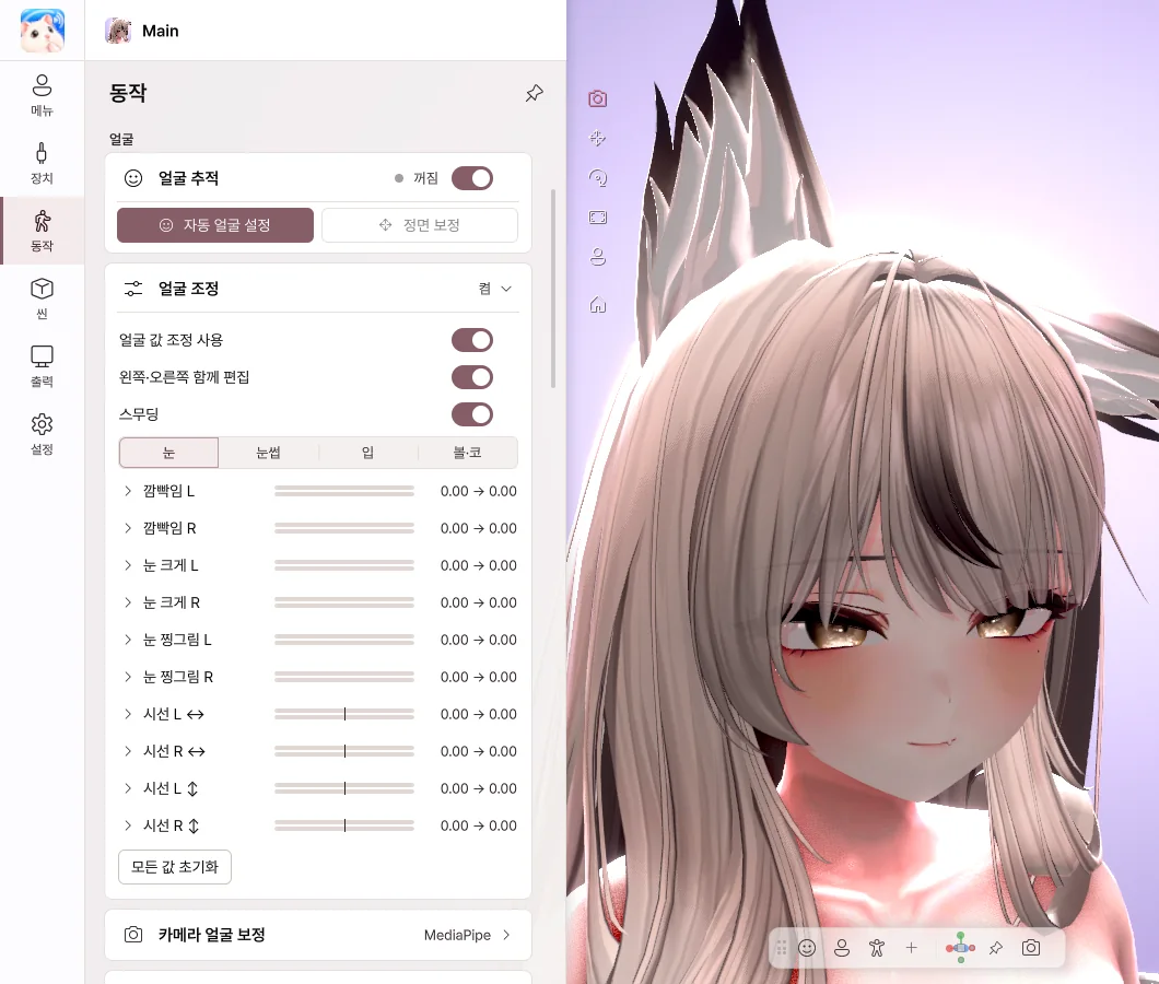 얼굴 조정